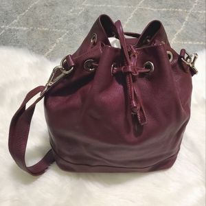 Roots tribe leather bucket bag